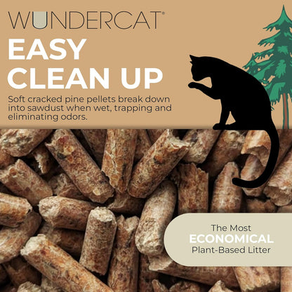Progressive Planet Wundercat Natural Pine Cat Litter, 20lbs - 100% Reclaimed Wood Pellets for Superior Absorption & Odor Control - Low-Tracking & Biodegradable - No Synthetic Perfumes