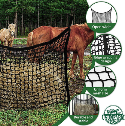 2PCS Horse Hay Feeder Net Slow Feed Bag Mangers for Animals，Easy to Hang Hay Bag for Horses with Large Capacity Hay Nets for Horses Feeder Full Day Feeding (Black)