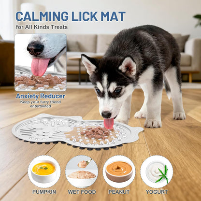 Stainless Steel Lick Mat for Dogs & Cats, Pet-Shaped Slow Feeder Pad, Chew-Proof, Non-Slip Large Licking Mat for Slow Eating, Stress Relief, Whisker Friendly for Cats