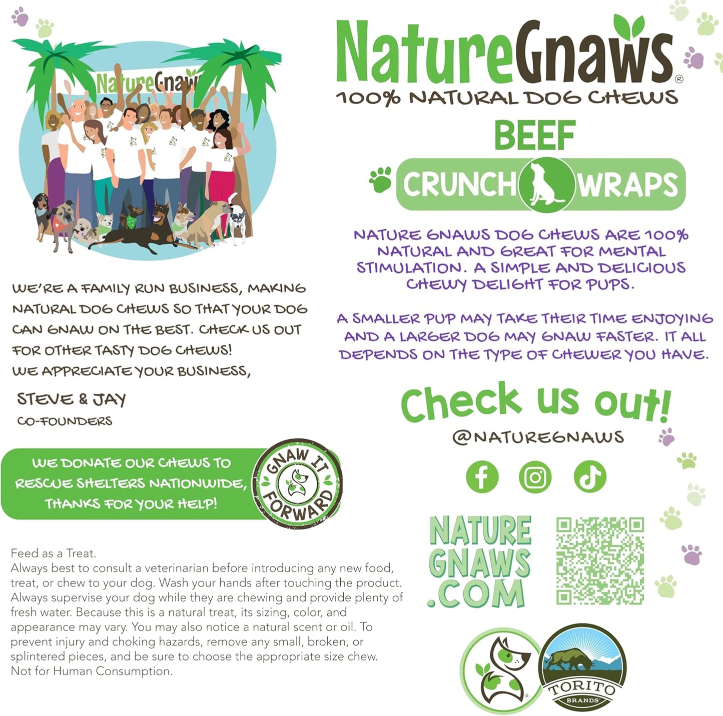 Nature Gnaws Beef Trachea Crunch Wraps for Dogs (3 Count) - Long Lasting Natural Beef Jerky Dog Chew Bones - Rawhide Free