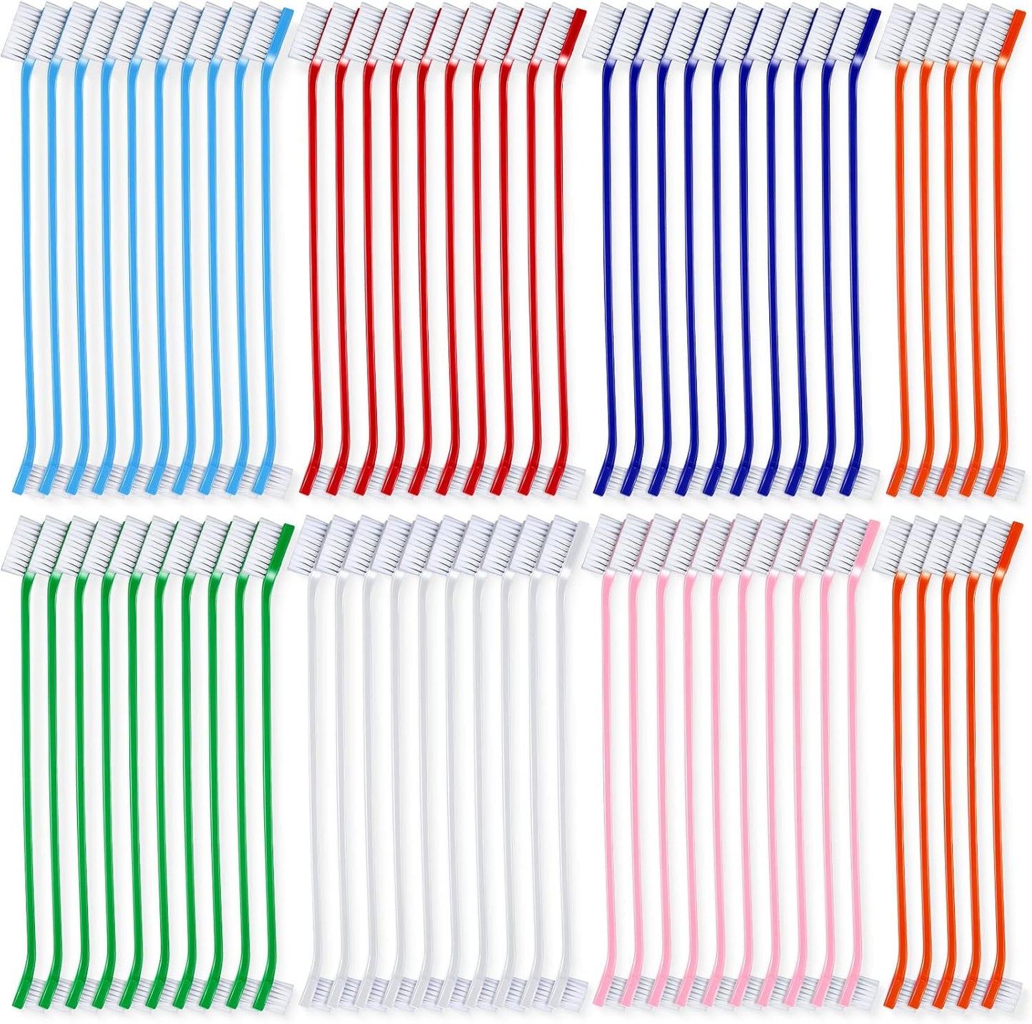 Honeydak Dog Toothbrush Bulk Dual Headed Dental Brushes Dogs Tooth Brushing Kit Long Handle Pet Tooth Brush for Puppy Large Small Cats and Most Pets Teeth Cleaning Dental Supplies(70 Pcs,Colorful)