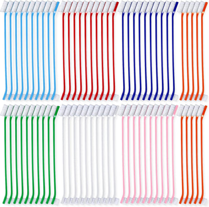 Honeydak Dog Toothbrush Bulk Dual Headed Dental Brushes Dogs Tooth Brushing Kit Long Handle Pet Tooth Brush for Puppy Large Small Cats and Most Pets Teeth Cleaning Dental Supplies(70 Pcs,Colorful)