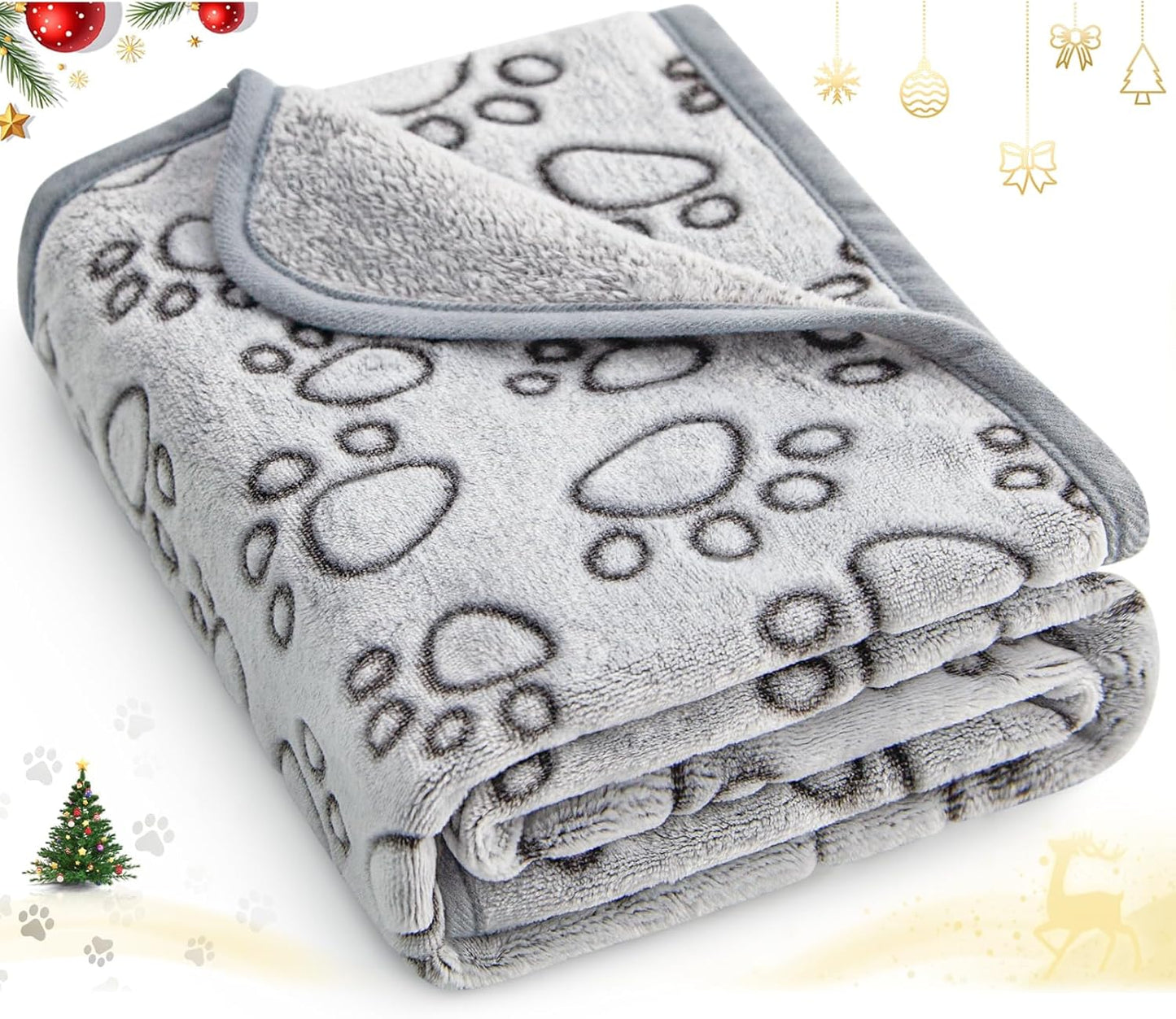 Stuffed® Premium Soft Dog Blanket Washable, 40"x32" Cat Blanket for Indoor Cats Large Medium Small Dog Puppy Essentials (Grey)