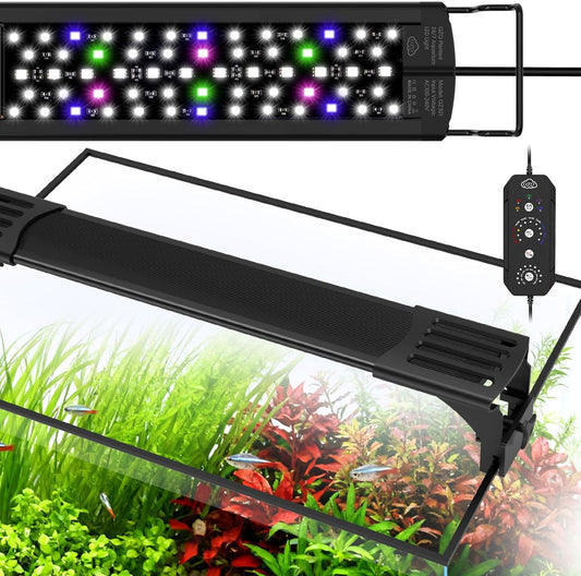 QZQ LED Aquarium Light, 30W Fish Tank Light with 24/7 Lighting Mode, Timer, DIY Mode, Adjustable Brightness, Full Spectrum Aquarium Plant Light with Extendable Brackets for 24-29 Inch Fish Tank