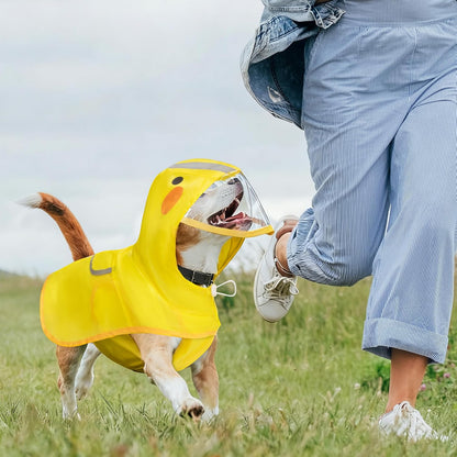 Dog Raincoat,Adjustable Waterproof Cloak Pet Hooded Raincoat Jacket,Cute Yellow Duck Poncho for Pet,M