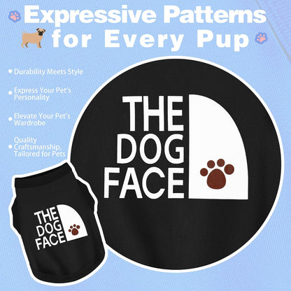 Personality Canine Attire: Soft, Lightweight Cotton Dog Clothes with 'The Dog Face' Print. Small and Medium Breeds, Perfect for Everyday Wear, Comfortable and Breathable Pet Shirt Dark Blue M