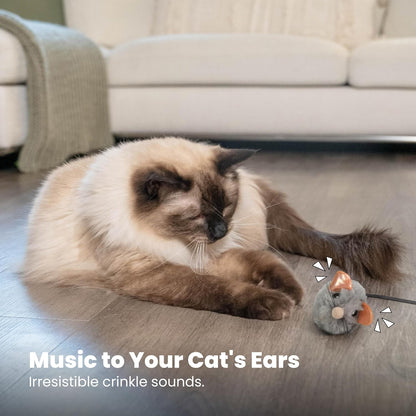 Catstages Squeak Squeak Mouse Cat Toy with Touch-Activated Sound & Catnip, Gray