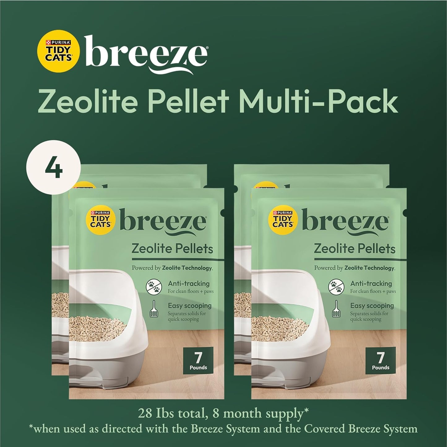 Purina Tidy Cats Litter Pellets, Breeze Refill Litter Pellets in Recyclable Box - (4) 7 lb. Bags