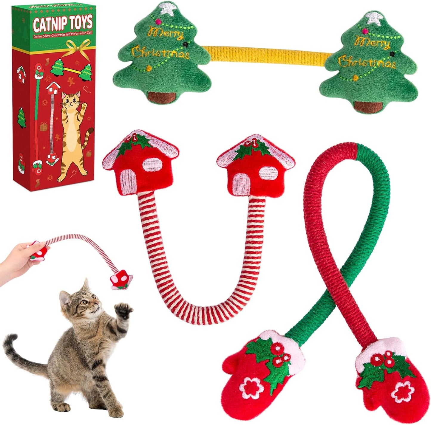 Retro Shaw Christmas Catnip Toys, Kitty Xmas Bundle Cat Toys 8PCS