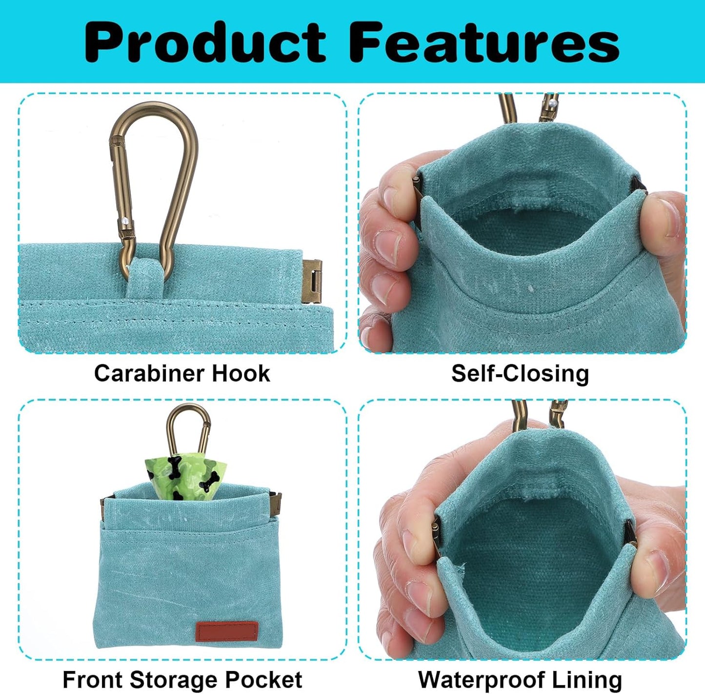 Dog Treat Pouch, Portable Puppy Blue Pocket Sized Dog Training Treat Bag, Hand Free Walking Bag, Auto Closing Pet Feed Snack Reward Pocket, Food Dispenser for Pet Puppy Travel or Outdoor Use