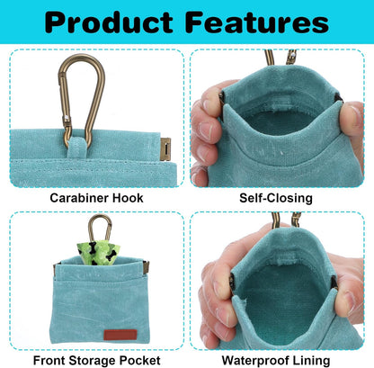 Dog Treat Pouch, Portable Puppy Blue Pocket Sized Dog Training Treat Bag, Hand Free Walking Bag, Auto Closing Pet Feed Snack Reward Pocket, Food Dispenser for Pet Puppy Travel or Outdoor Use