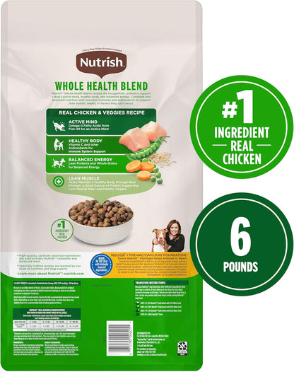 Nutrish Dry Dog Food, Real Chicken & Veggies Recipe Whole Health Blend, 6 lb. Bag (Rachael Ray)