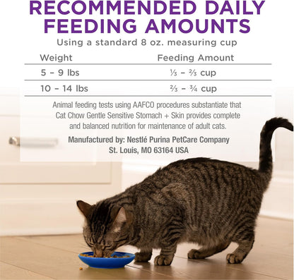 Purina Cat Chow Gentle Sensitive Stomach and Skin Dry Cat Food with Turkey - 13 lb. Bag