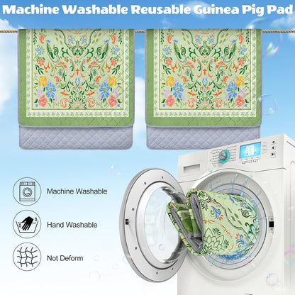 2 Pack Guinea Pig Bedding, Washable Guinea Pig Cage Liner Reusable Guinea Pig Mat Waterproof Guinea Pig Bedding for Cage, Super Absorbant Guinea Pig Pee Pads for Small Animals Hamster Rabbit Squirrel
