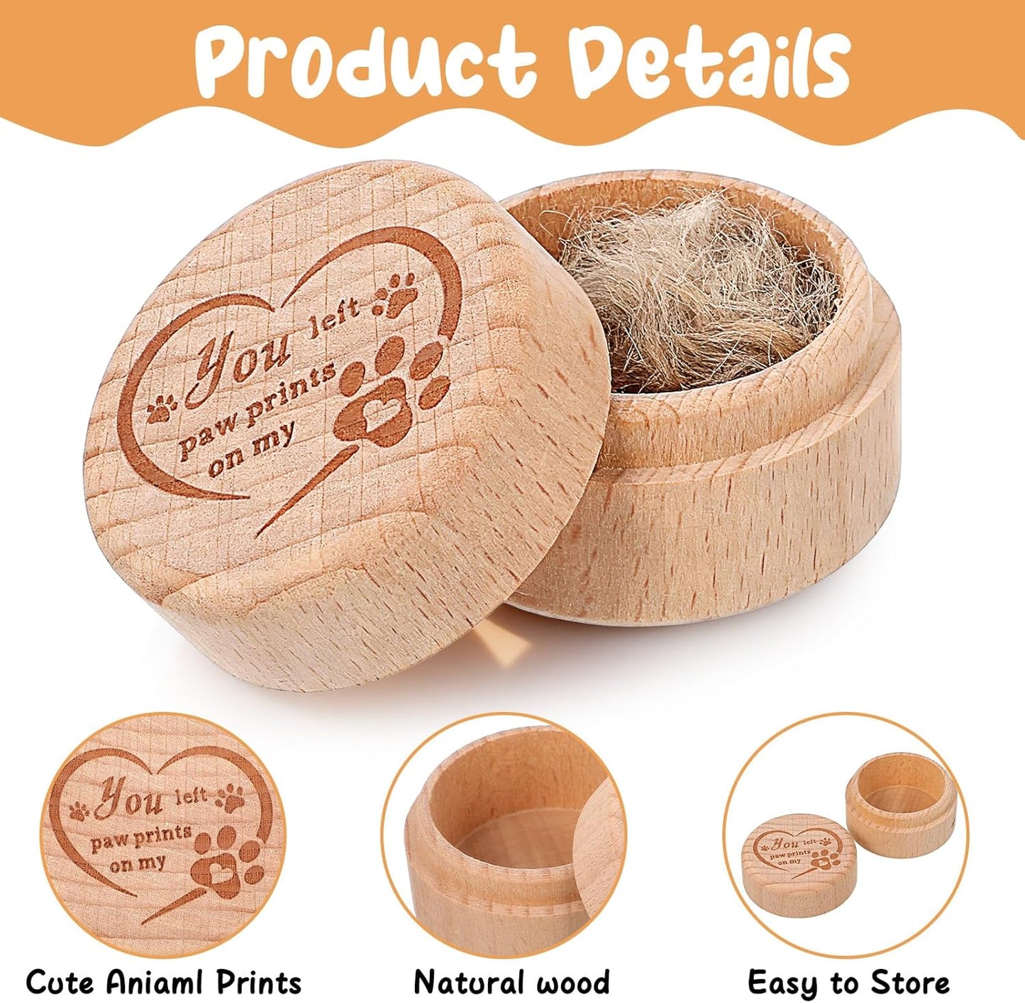 TIESOME Dog Memorial Keepsake Box, Wooden Pet Urns Memorial Gifts for Loss of Dog Cat Hair Ashes Container Remembrance Pet Loss Sympathy Gifts