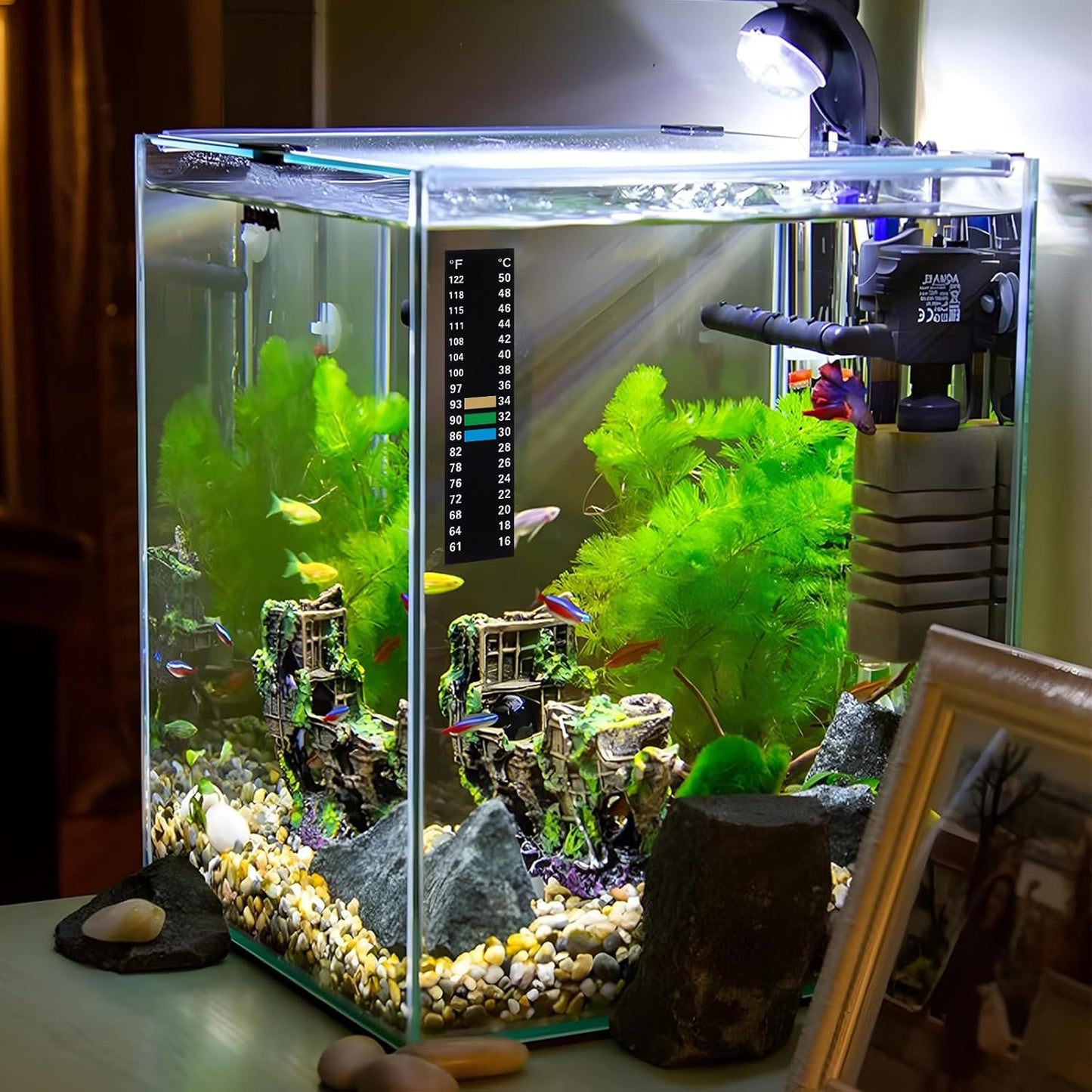 6 PCS Aquarium Thermometer Strips, 61-122℉(15-50°C) Digital Adhesive Fish Tank Thermometer Sticker Easy-to-Read Temperature Sticker Display for Aquarium Fish Tank Brewing