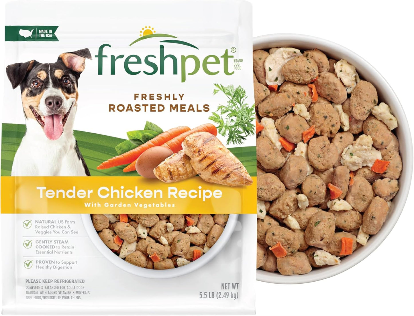 Freshpet Fresh Dog Food, Freshly Roasted Meals, Tender Chicken Recipe, 5.5 lb