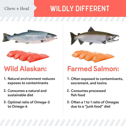 Pure Wild Alaskan Salmon Oil for Dogs - 8 oz. Pump Cap - Toxin Free Dog Fish Oil Rich in Omega-3 and 6, Vitamin D, EPA, and DHA for Healthy Skin and Coat - Pink, COHO, and Sockeye Salmon