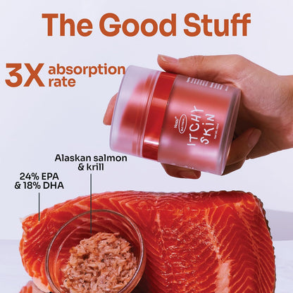 Notti Itchy Skin Allergy Relief - Omega 3 Fish Oil - Itchy Ears - High Concentration - Norwegian Salmon & Krill Oil Pet Supplement for Cats and Dogs - DHA - Probiotics - Joint