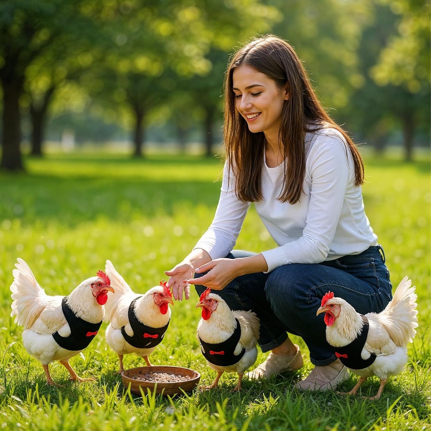 Upgraded Double Adjustable Mesh Breathable Chicken Training Harness, Chicken Harness with Leash Set, Pets Leash for 3-4 Lb Hens Duck Goose Small Pets Training Walking Supplies (4 Colors)