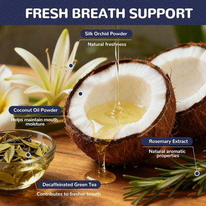 Natural Dental Powder for Dogs, Dog Breath Freshener Teeth Cleaning Powder Plaque Off Tartar Remover Bad Breath for Cats with Herbal Blend Probiotics, 10.56oz (60 Scoops)