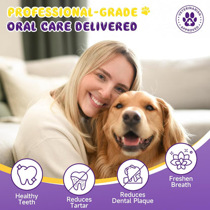 Dog Teeth Cleaning Wipes for Bad Breath – 50 Pcs,Dental Wipes for Dogs & Cats to Remove Plaque, Tartar & Freshen Breath,No-Rinse Toothpaste Alternative,Gentle Gum Care for Puppy, Adult & Senior Pets
