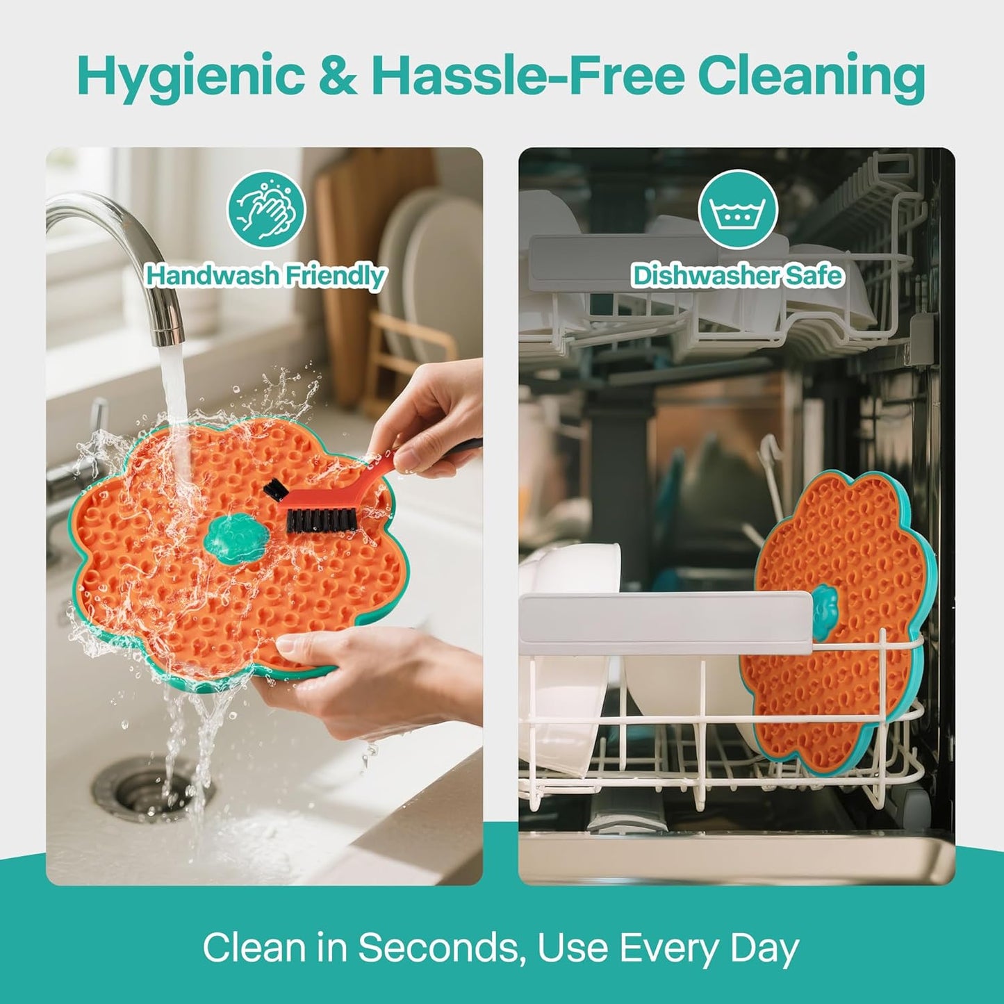 2 in 1 Lick Mat for Crate Training, Dog Slow Feeder Anxiety Relief Enrichment Pad with Suction Cups, Dishwasher Safe, BPA-Free Silicone for Small & Medium Dogs, 1 Pack