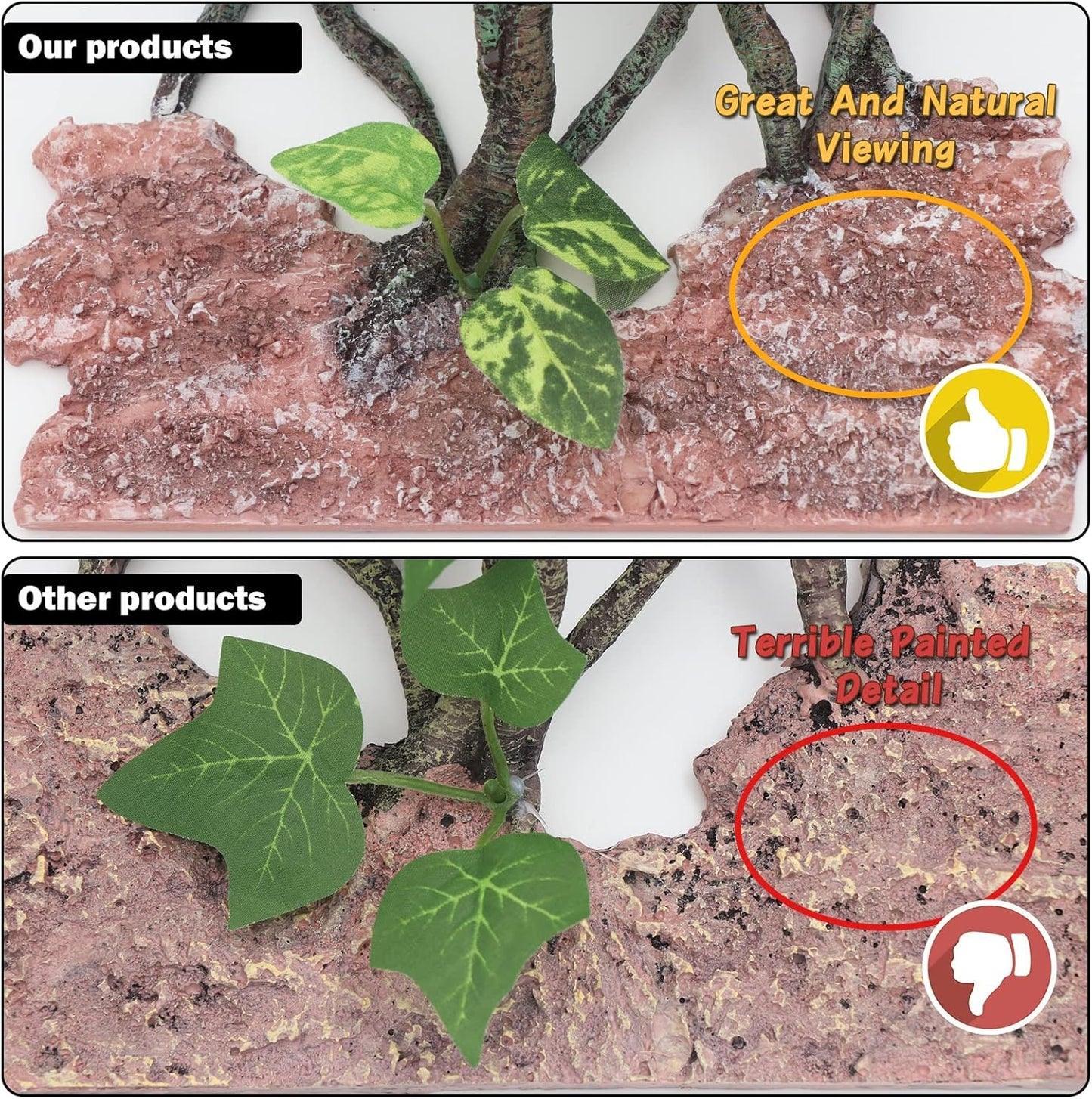 AQUA KT Reptile Climb Tree Branch Rock Background Decoration with Suction Cup for Terrarium Amphibian Lizard Snake