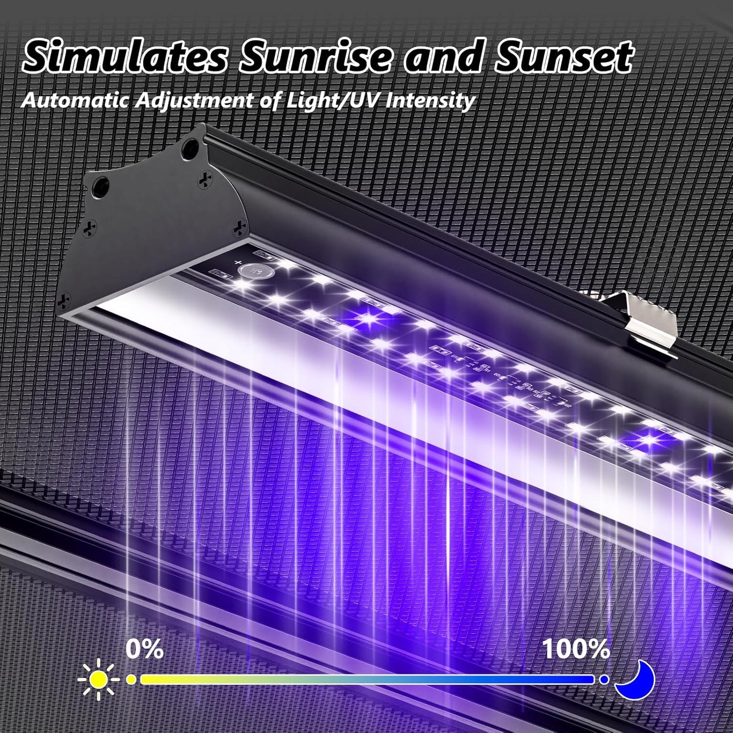 16-INCH LED UVB Light for Reptiles, LED Reptile Light Fixture Controller with Dimming and 4 UVI Modes, 14W Aluminum UVA UVB Lamp for Turtles, Snakes, and Bearded Dragons, 6500K