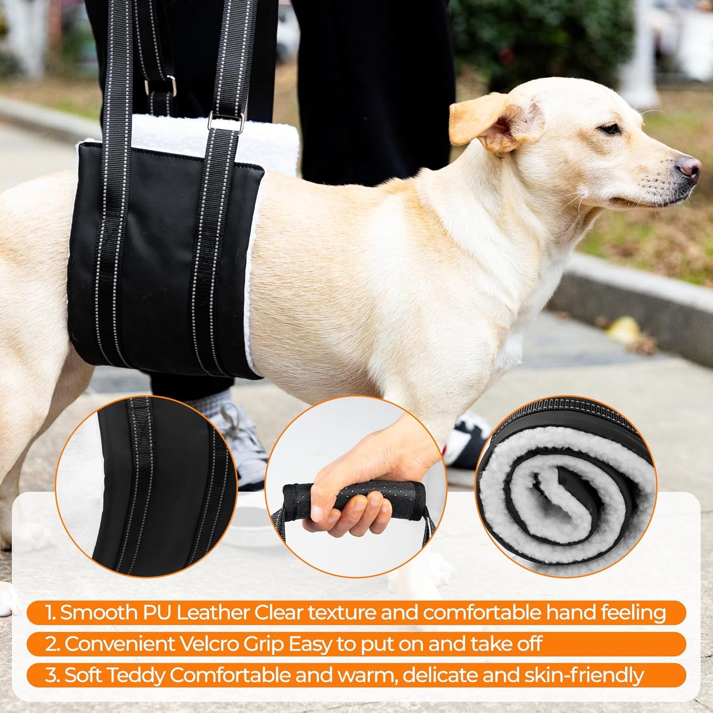 Dog Lift Harness, Adjustable Comfortable Dog Sling with Handle for Large Dog Knee Brace for Torn ACL Hind Leg, Weak Rear Legs, Helps Senior, Injured, Disabled,S