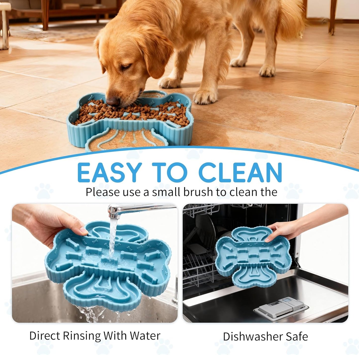 Slow Feeder Dog Bowls - Silicone Slow Eating Dog Food Bowl for Small Medium Large Breed - Puppy Puzzle Bowl Anti-Choking Stop Bloat - Non-Slip Pet Lick Plate, Easy to Clean