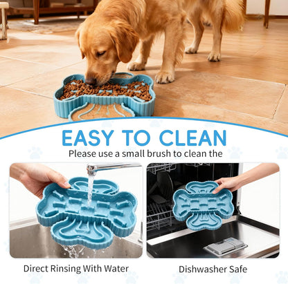 Slow Feeder Dog Bowls - Silicone Slow Eating Dog Food Bowl for Small Medium Large Breed - Puppy Puzzle Bowl Anti-Choking Stop Bloat - Non-Slip Pet Lick Plate, Easy to Clean