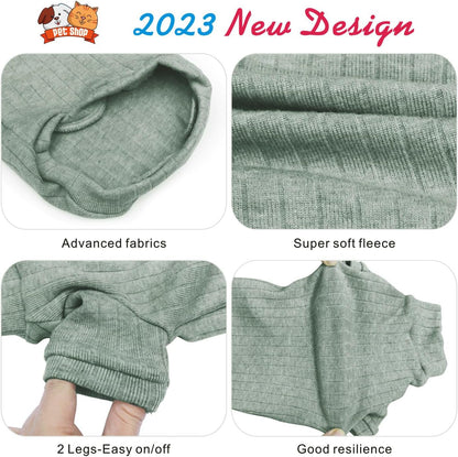 Idepet Sphynx Hairless Cats Sweater Shirt Kitten Soft Puppy Clothes Pullover Cute Cat Pajamas Jumpsuit Cotton Apparel Pet Winter Turtleneck for Cats and Teacup Chihuahua Small Dogs(Green,XS)
