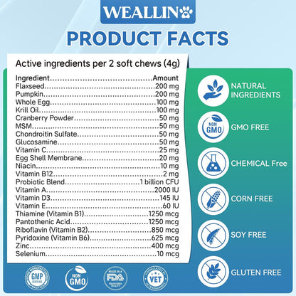 Dog Vitamins - 25-in-1 Dog Vitamins and Supplements Multivitamin with Glucosamine Probiotics Omega-3 Puppy Multivitamin Chewable for Coat, Heart, HIPS & Joints, Digestion & Immune System 200pcs