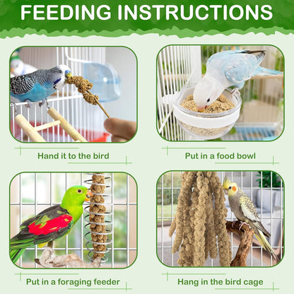 ERKOON 5LB Spray Millet Treat, All Natural Sun-Dried Healthy Treat Parrot Food Bird Snack for Parakeets, Lovebirds, Cockatiels, Finches, Budgies, Canaries Hamster, Bird Food Bulk