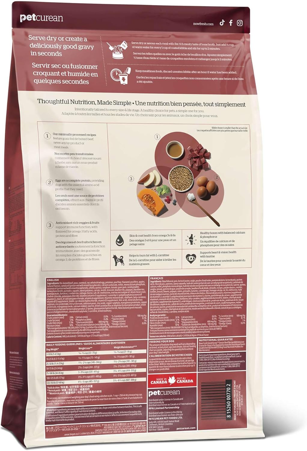 Now Fresh Good Gravy Premium Dry Senior Dog Food with Grass-Fed Beef & Ancient Grains, Healthy Kibble Coated in Bone Broth – Just Add Water to Moisten, Made with Real Red Meat, 3.5 lb Bag