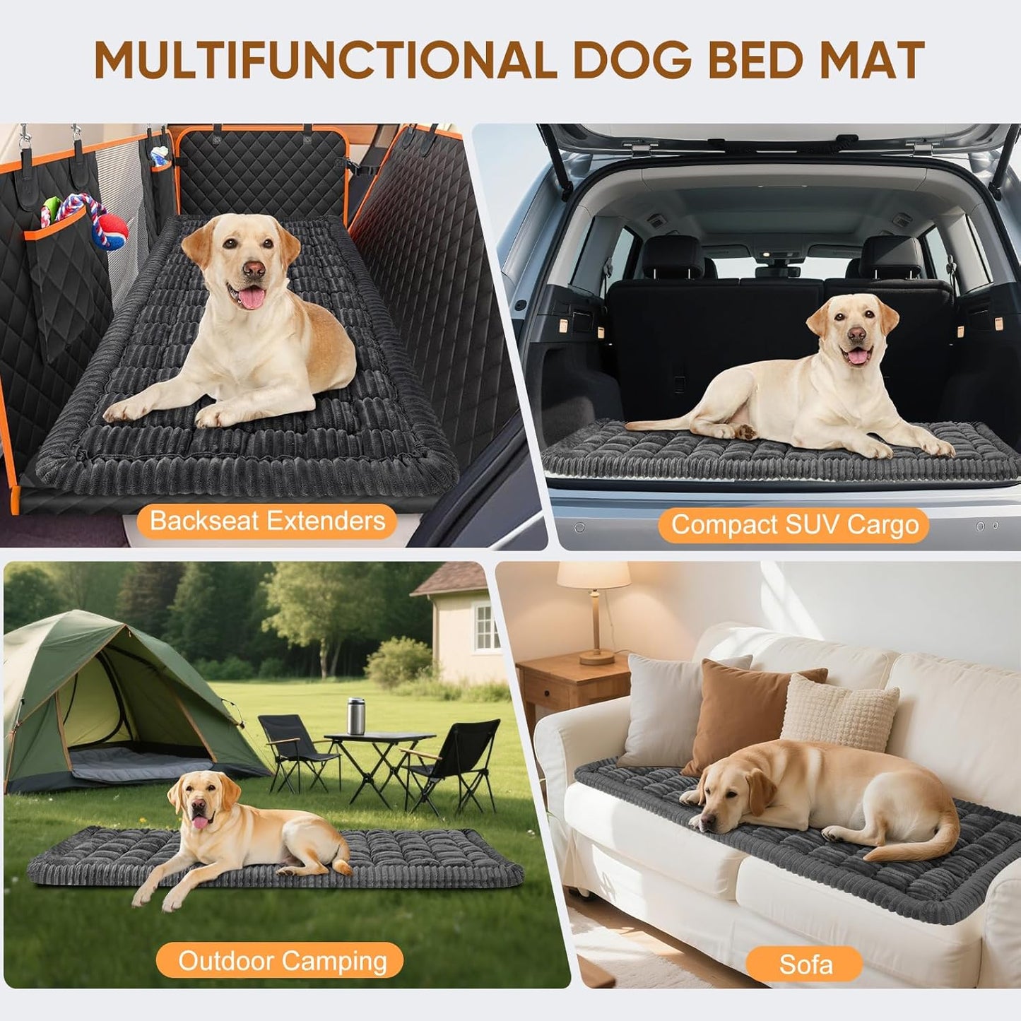 Dog Bed for Car, Non-Slip Travel Back Seat Pet Bed Mat, Dog Mat for Car Trucks Backseat, Fit for Backseat Extenders and Seat Covers (Dark Grey, 54 x 18.5 inch)