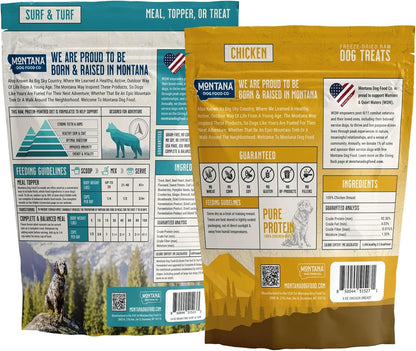Surf and Turf Dog Food and Chicken Dog Treat Adventure Fuel Bundle - Freeze-Dried Raw Food with Single Ingredient Training Snacks