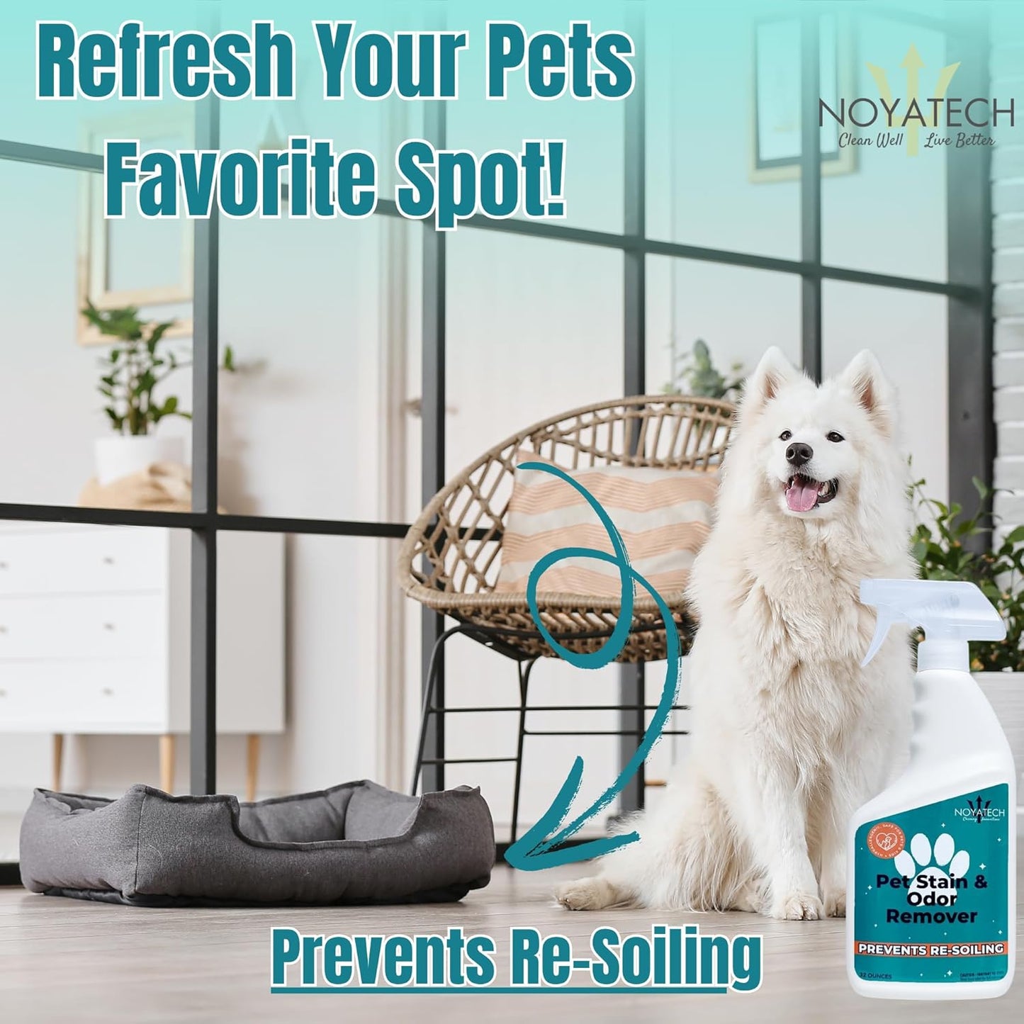 Pet Stain & Odor Remover – Fast-Acting Enzyme Cleaner for Dog & Cat Urine | Safe for Carpet, Couch, Turf, Tile & More | Non-Toxic, Kid & Pet Safe Spray