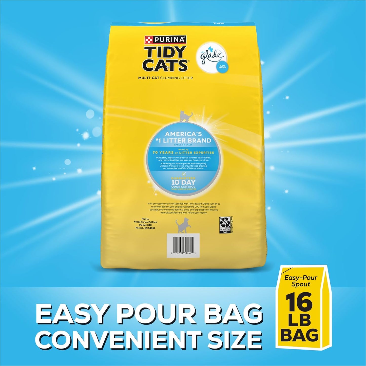 Purina Tidy Cats Clumping Multi Cat Litter, Glade Clear Springs - 16 lb. Bag
