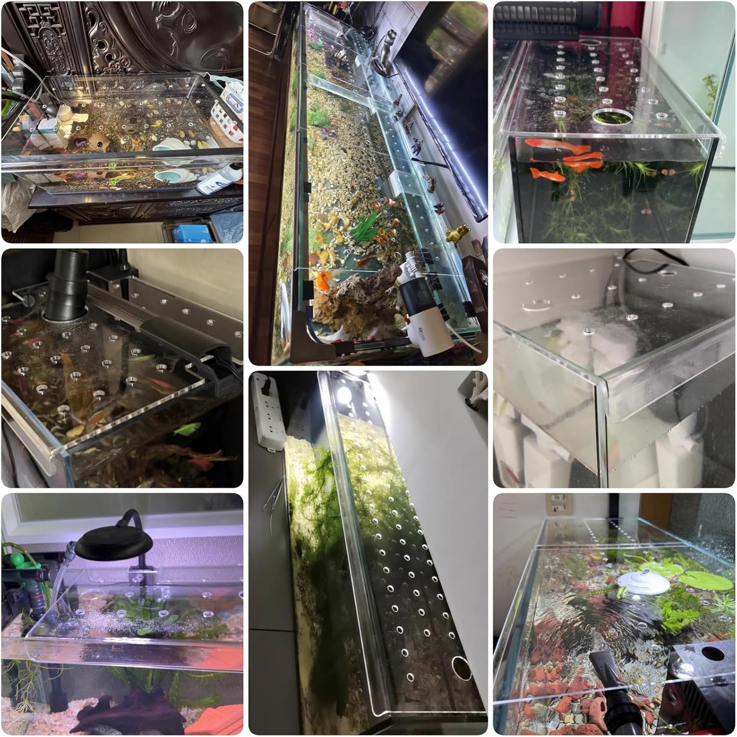 Square Fish Tank Top Cover to Protect Fish Jumping Out, Aquarium Lids Acrylic Canopy, Anti-Jumping Lid Cover to Avoid Cat Catching Fish, with Feeding Port(L95 x W45cm)