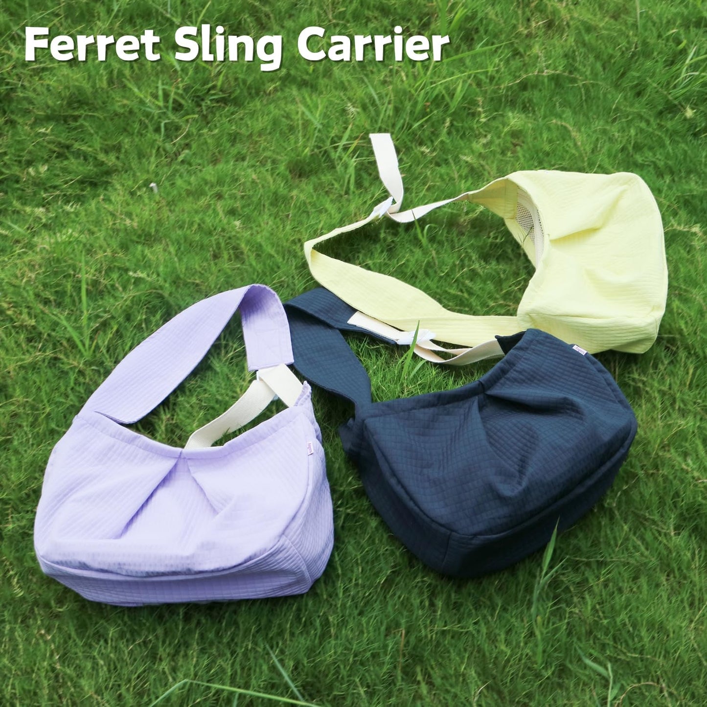 Ferret Sling Carrier - Pet Carrying Bag with Adjustable Strap Hands Free Shoulder Bag Crossbody Travel Slings Soft Small Animal Bonding Pouch Front Backpack for Ferret Rabbit Puppy Kitten (Yellow)