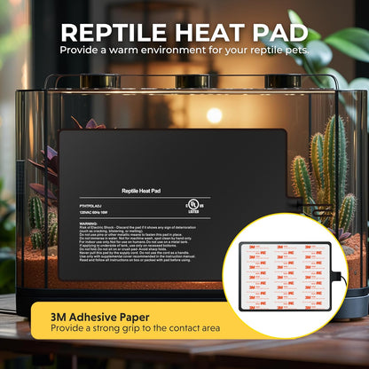 8x12 Inch Reptile Heating Pad with Temperature Controller Waterproof Under Tank Adjustable Terrarium Heat Mats for Reptiles, Amphibians & Small Pets, 2 Pack