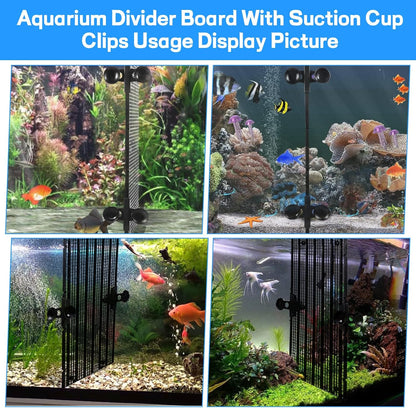 DIVINA VITAE 12Pcs Fish Tank Divider with 16 Suction Cups, 11.81 x 5.91inch Aquarium Divider Plastic Grid Sheet Adjustable Fish Tank Separator for DIY Filtration and Bottom Protection in Aquascaping