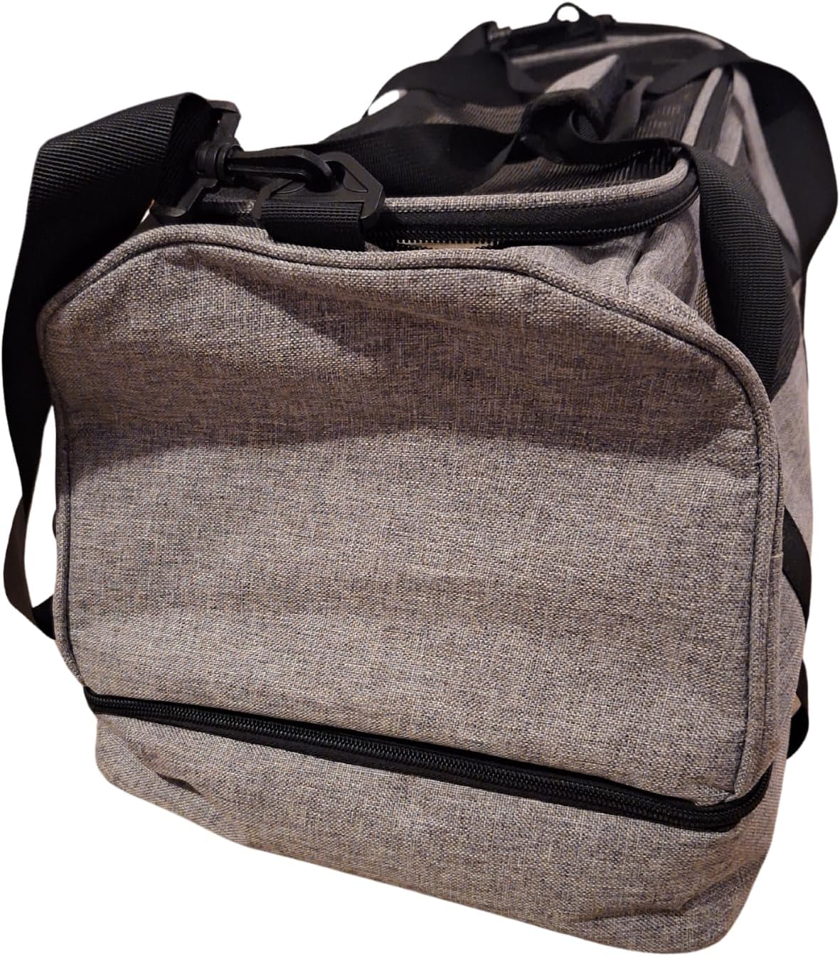 KJ Lightweight Durable Pet Carrier for Small Dogs & Cats up to 20 lbs - Grey Vinyl Travel Carrier with Zipper Compartments, Airport-Approved