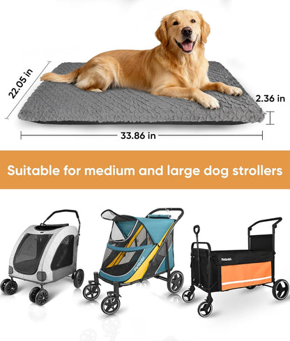 Petbobi Dog Stroller and Plush Mat Bundle for Medium & Large Dogs