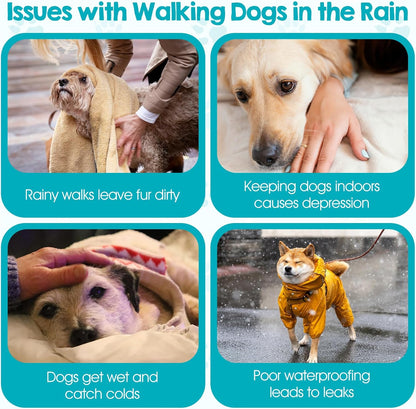 Clear Dog Rain Poncho for Small Medium Dogs, Transparency Pet Raincoat Waterproof Cloak Pet Hooded Raincoat Jacket for Bichon Poodle (Transparent, Medium)