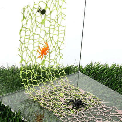 6Pcs Jumping Spider Habitat Accessories Enclosure Decor Spider Webbed Moss Ribbon with Magnets Climbing and Feeding Platforms Kit Green Brown