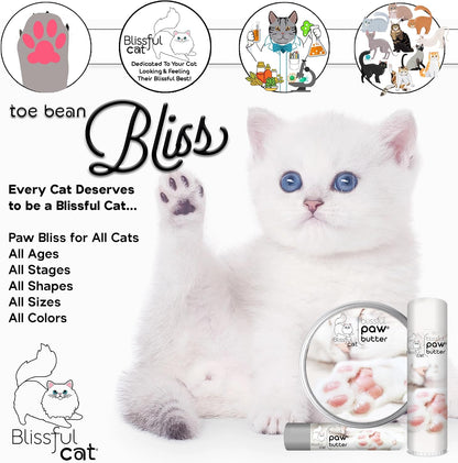 The Blissful Cat Paw Butter, Moisturizer for Dry Paw Pads, Softens and Protects Rough Feet, Versatile, Lick-Safe Balm, 0.15 oz.