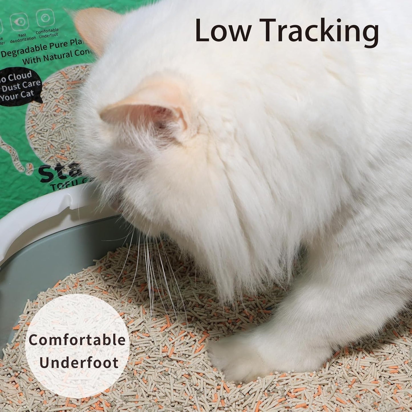 Tofu Mixed Cat Litter, Strong Clumping Kitty Litter Ultra Absorbent 2.5KG 100% Natural Tofu Litters with Bentonite, Flushable, Lightweight, Odor Control, Low Tracking, Dust-Free
